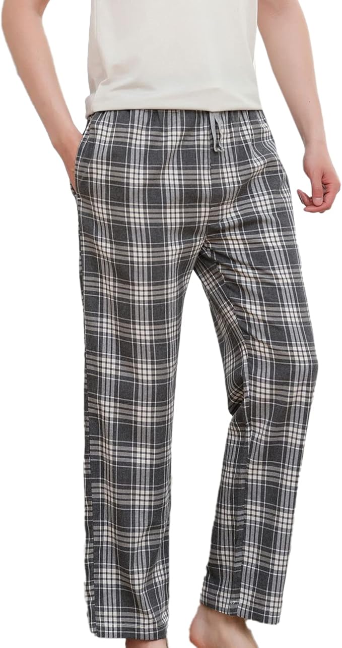 Amazon Cicilin ルームパンツ パジャマパンツ 長パンツ メンズ レディース ルームウェア ボトムス ズボン 綿100 ルームウェアパンツ チェック柄 ロングパンツ ゆったり 部屋着 春夏秋 ルームウェアボトムス 通販