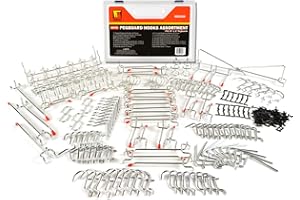 Wellmax 188pc Heavy Duty Pegboard Hooks and Accessories Set for Tools, Crafts, and More - Fits 1/4 and 1/8 inch Peg Holes