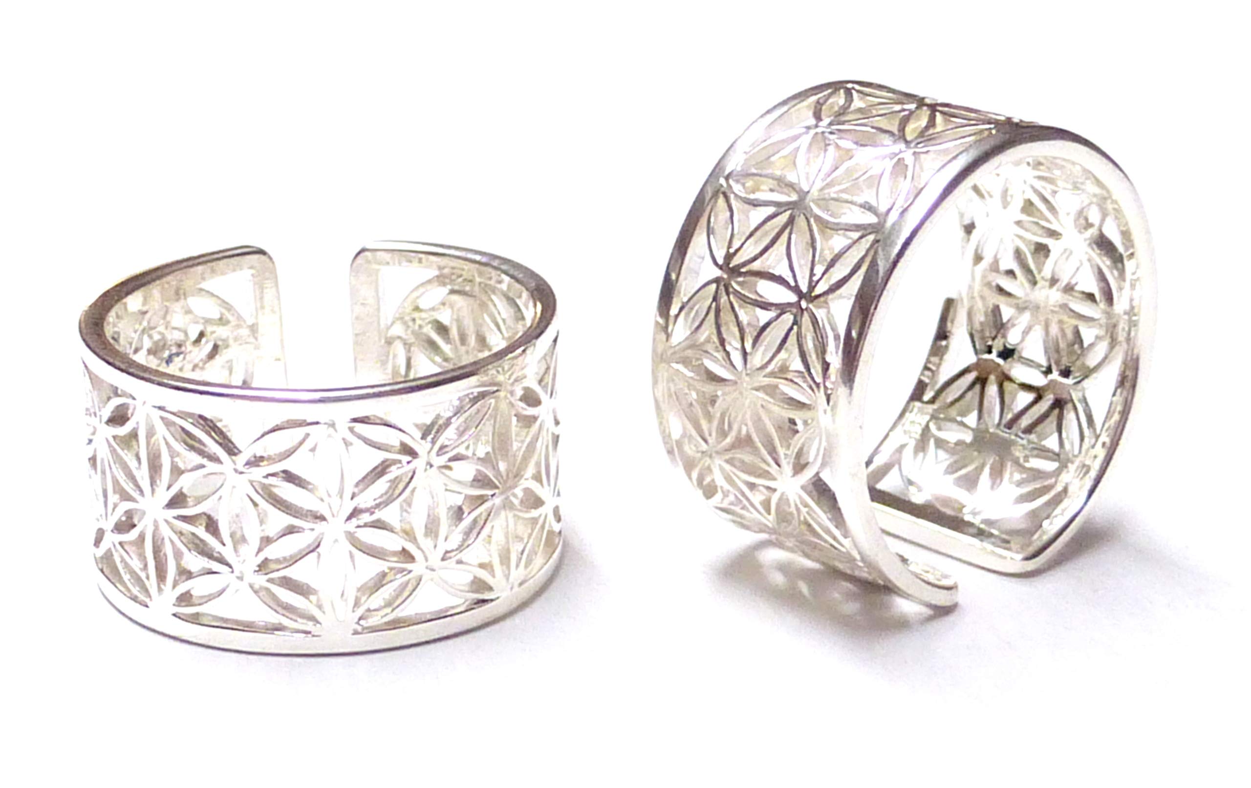 Silberschmuck - BG Silver band ring, Flower of Life, size 58-18.5, 925 sterling silver, filigree, gift, friend, birthdays, open design