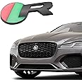 ARKOSKNIGHT R-dynamic Sports 3D Badge,Car Body Trunk Fender Front Grille R-SPORT R S Emblem Logo Sticker,Special Vechicle Symbol Compatible with Jagvar Accessories(R-SPORTS Black Grille)