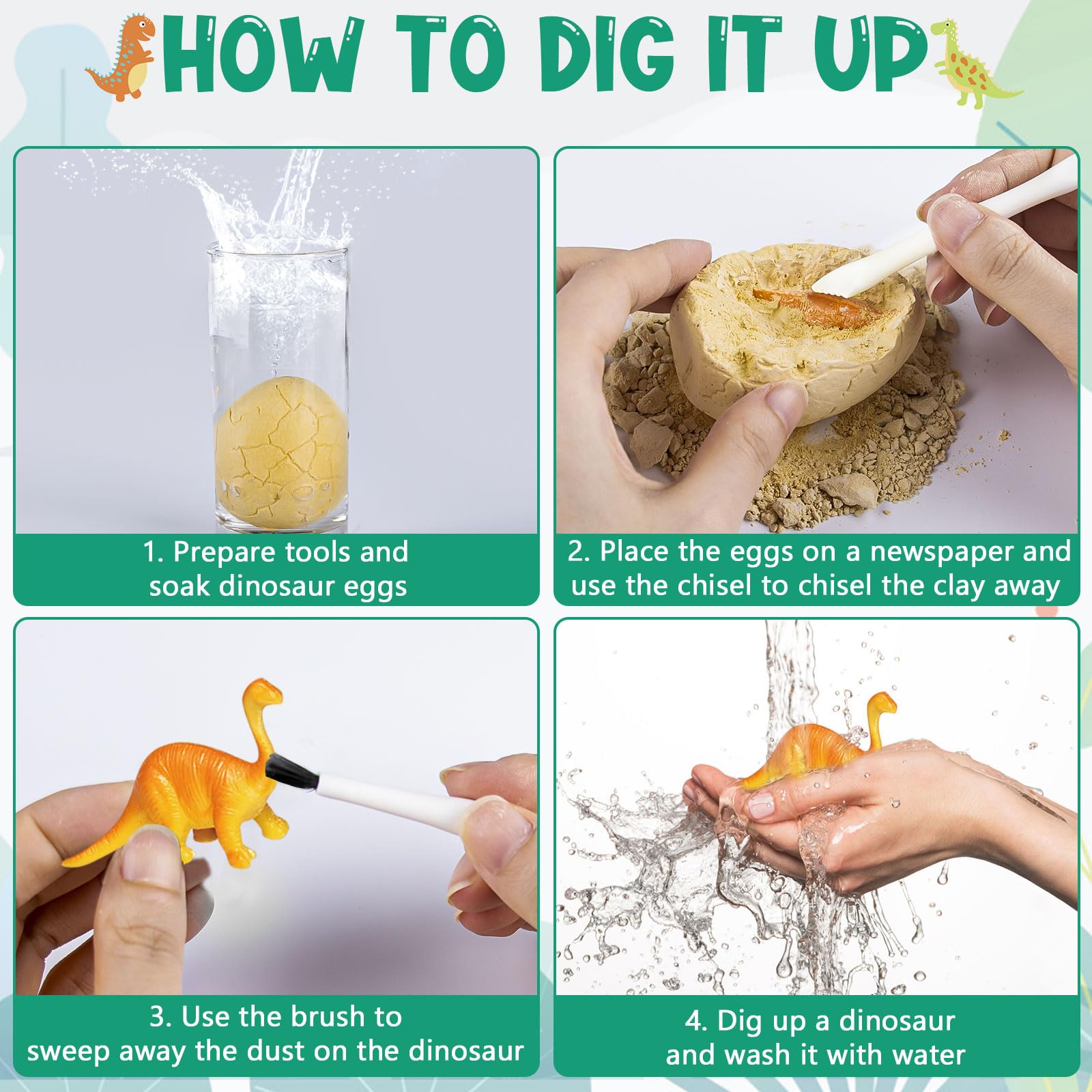 Dinosaur Eggs Excavation Kit - 12 Unique Eggs Dinosaur Toy, Science STEM Gifts for Boys Girls Age 6-12