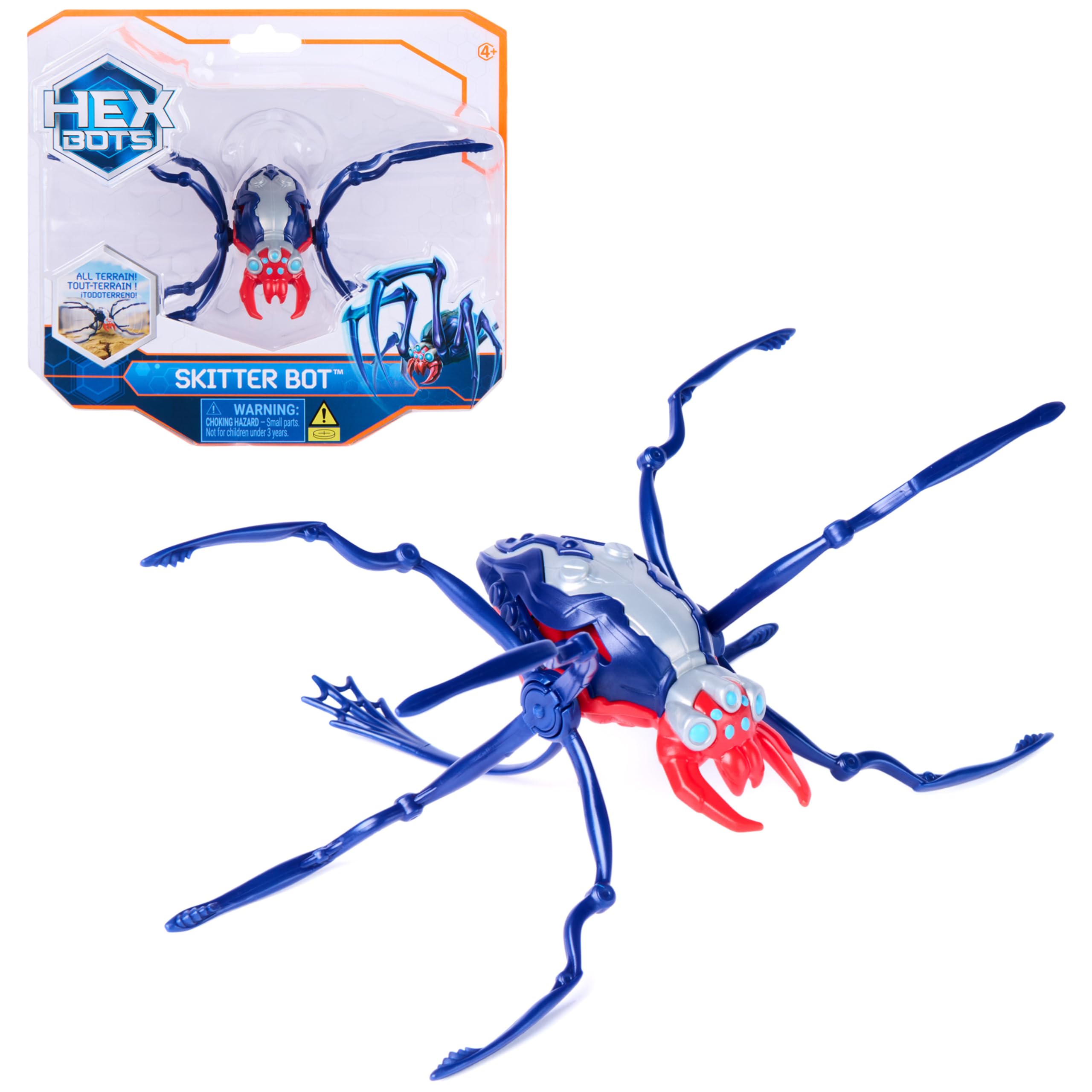 HEX Bots Skitter Bot Spider, Robotic Kids Toys with Insect-Like Movement for Indoor/Outdoor Play, Robot Toys for Boys & Girls Ages 4 & Up, Red