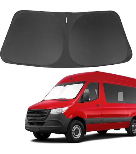 SZYUCHEN Windshield Sun Shade For Mercedes Benz Sprinter (2007-2025) - Double Layer, Steel Ring, No Suction Cups