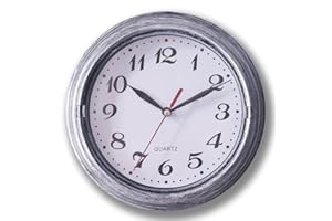 SAC SMARTEN ARTS 8 Inch Silent Small Quartz Wall Clocks Battery Operated in Silver for Bathroom Kitchen Restroom