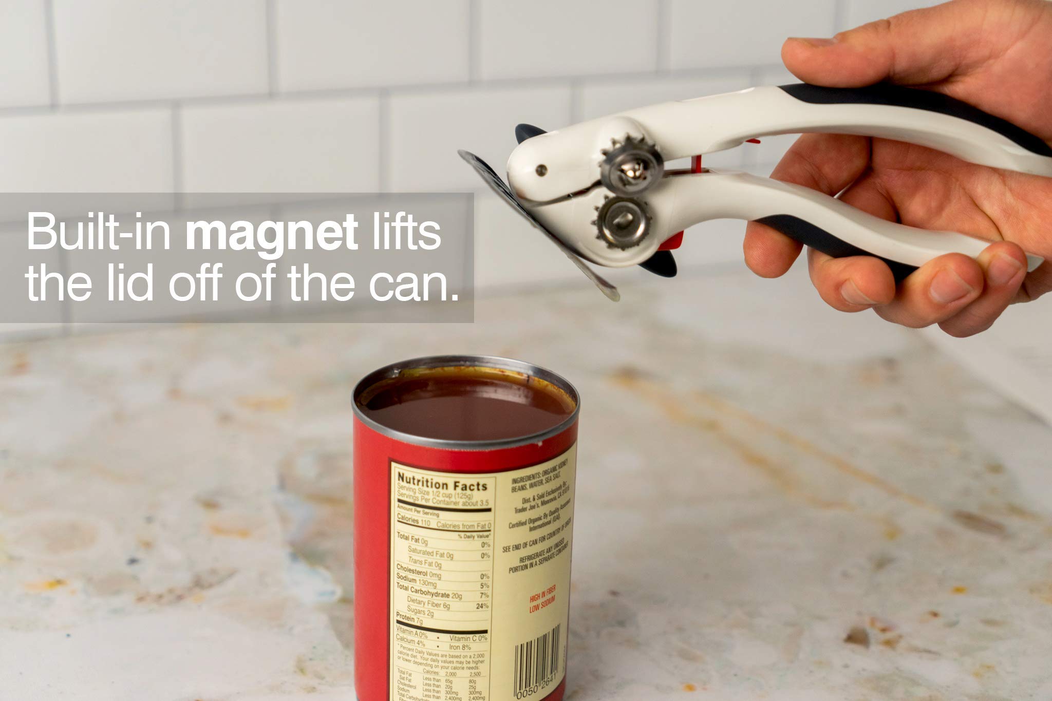 (Lock N' Lift, White) - Zyliss Lock N' Lift Can Opener, White, Magnetic Lid Lifter Manual Safe, New
