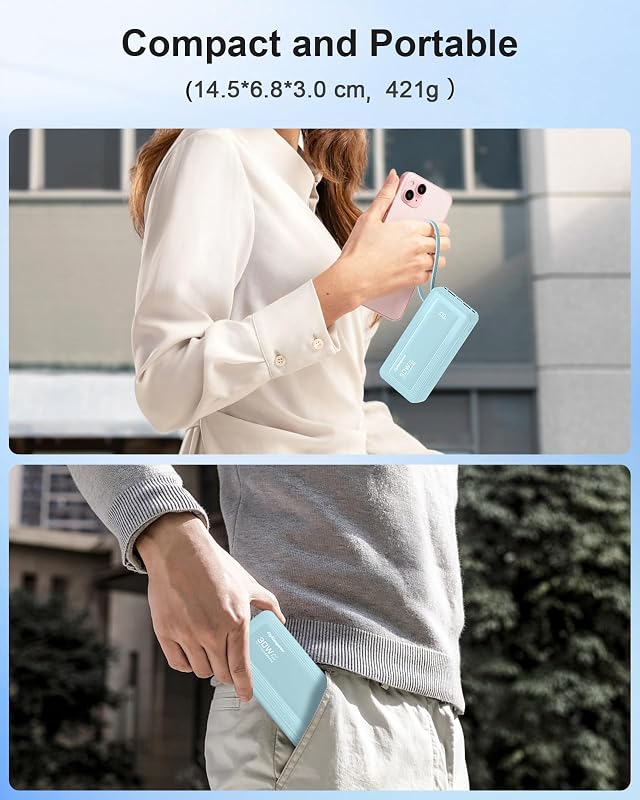 Batterie externe 27 000 mAh avec 4 câbles intégrés, fonction de charge