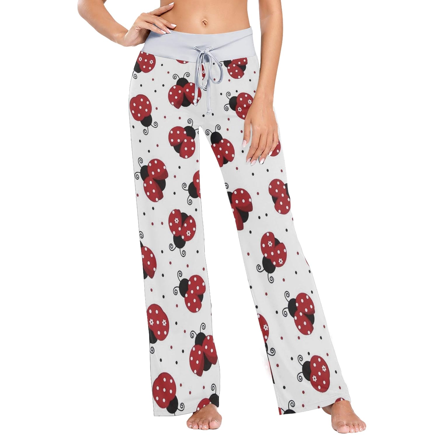 Buy Women's Loose Casual Comfy Pajama Pants Ladybugs Red Drawstring