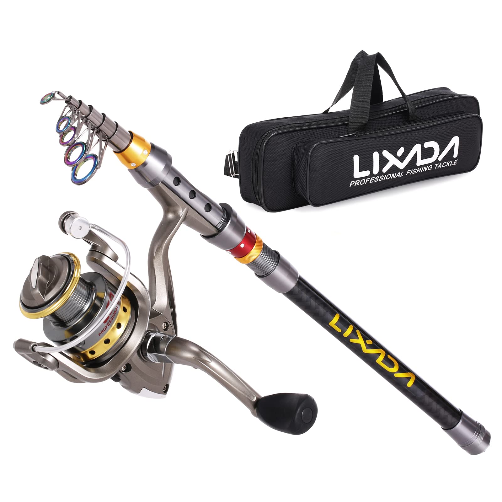 Lixada Fishing Rod Reel Combo, Telescopic Fishing Rod Set with Carbon Fiber Fishing Pole + Fishing Reel + Fishing Tackle Storage Carrier Bag