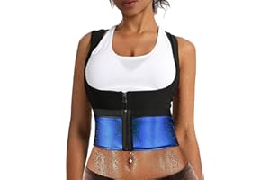 Everfion Sauna Suit for Women Shaper Vest Waist Trainer Sweat Sauna Shirt for Women Workout Tank Top with Zipper