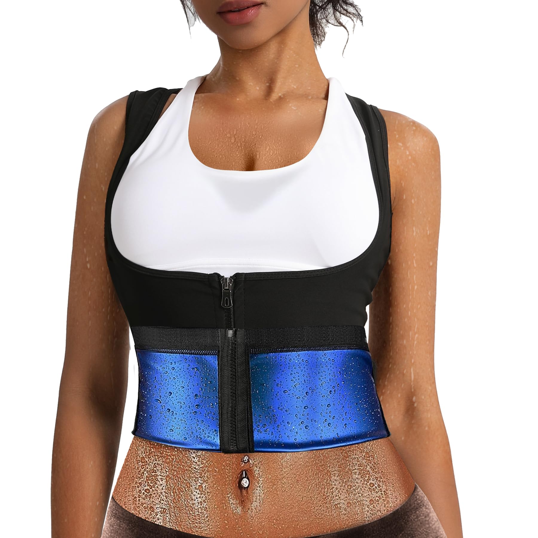 Photo 1 of 3XL Everfion Sauna Suit for Women Shaper Vest Waist Trainer Sweat Sauna Shirt for Women Workout Tank Top with Zipper