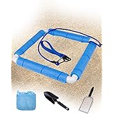 Shark Tooth Sifter Set,Stainless Steel Mesh,Includes Black Shovel,Beach Bag,Beach Mesh Shovel,Lightweight Floating Sand Sifter for Shark Teeth,Durable with Comfortable Grip and Wrist Strap (Blue)