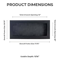 16x28 Shadow Box Frame Charcoal Gray Wood | with a