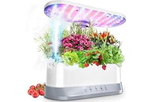 SLARY Hydroponics Growing System Mist Humidifier, 11 Pods Indoor Garden Plant Germination Kit with LED Full Spectrum Grow Light, Auto Timer, Adjustable Height Smart Hydrophonic Planter