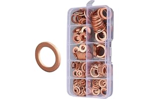 200 Piece Copper Washer Set, Copper Crush Washers O for Ring Gasket Kit for Engine Drain Seal, Copper Gasket for Automotive E