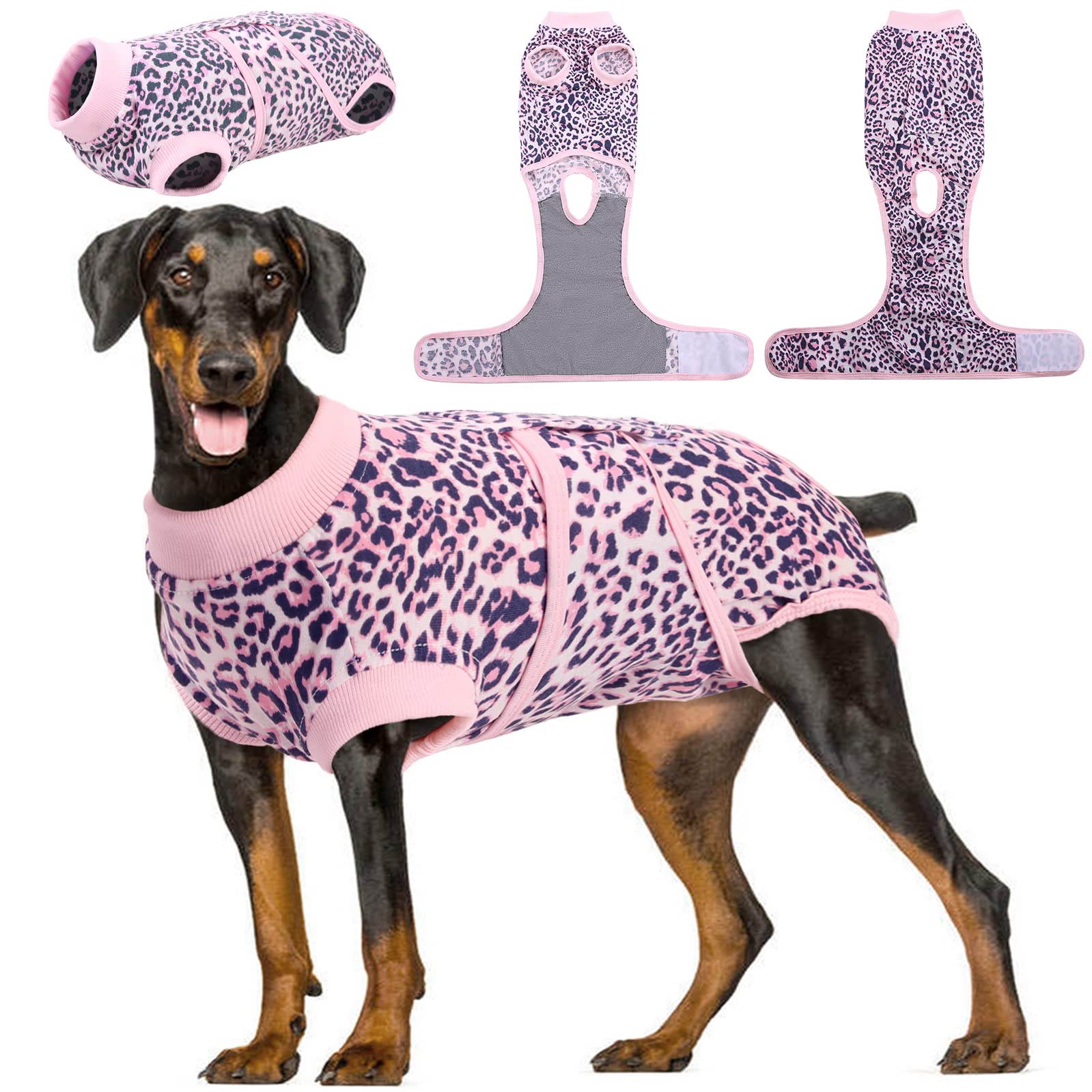 Kuoser Dog Surgery Recovery Suit, Dogs Recovery Suits for Female Spay and Male Neuter, Dog Onesie for After Surgery Post-Op Care, Puppy Post Body Vest Prevent Licking, Pink L — image 1