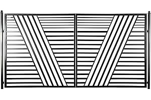 ALEKO 14x6 Sofia Dual Swing Driveway Gate, Anti-Rust Galvanized Steel, Outdoor Fence Security Barrier - DG14SOFD