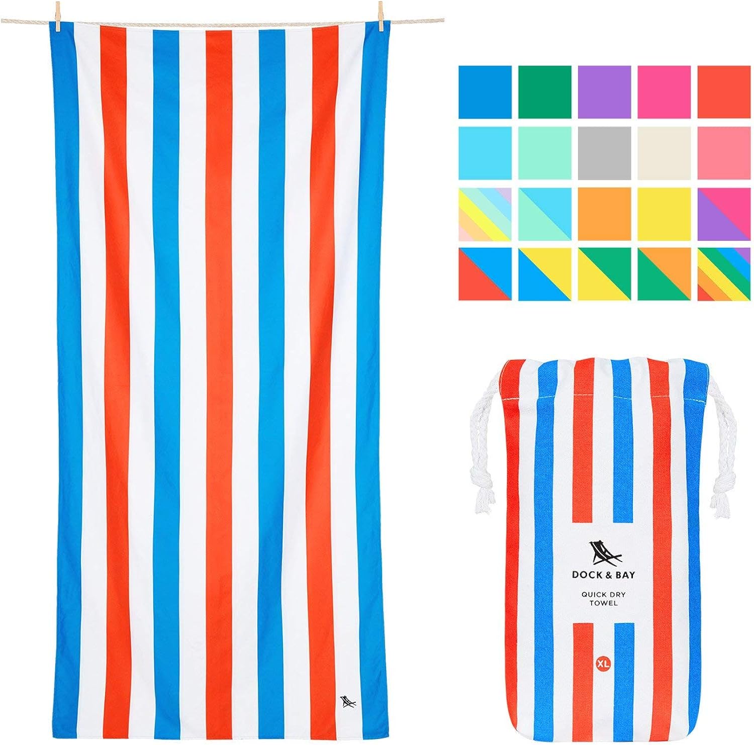 Dock & Bay Lightweight Beach Towel for Travel - Extra Large XL 78x35, Large 63x31 - Swim, Pool, Yoga, Travelling