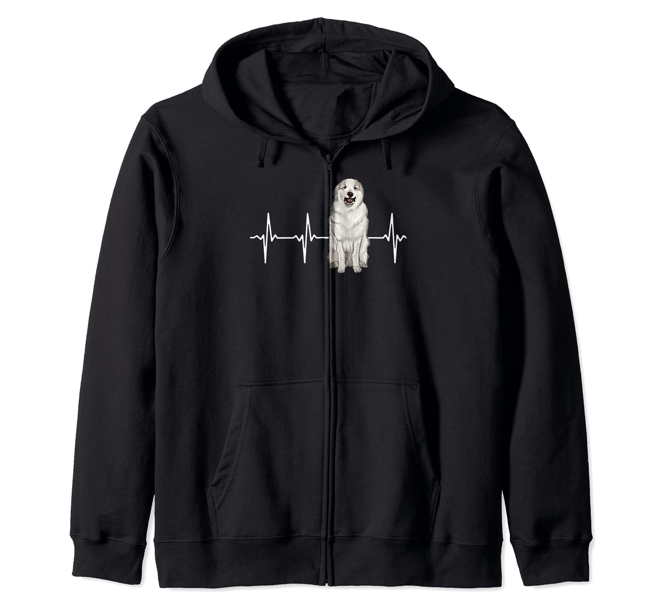 Great Pyrenee Heartbeat Dog Lover Zip Hoodie