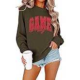 JINTING Game Day Sweatshirt Women Football Sweatshirts Sunday Funday Shirts Gameday Long Sleeve Shirt