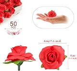Kesote 50Pcs Real Touch Artificial Rose Flowers Red Bouquet view 2