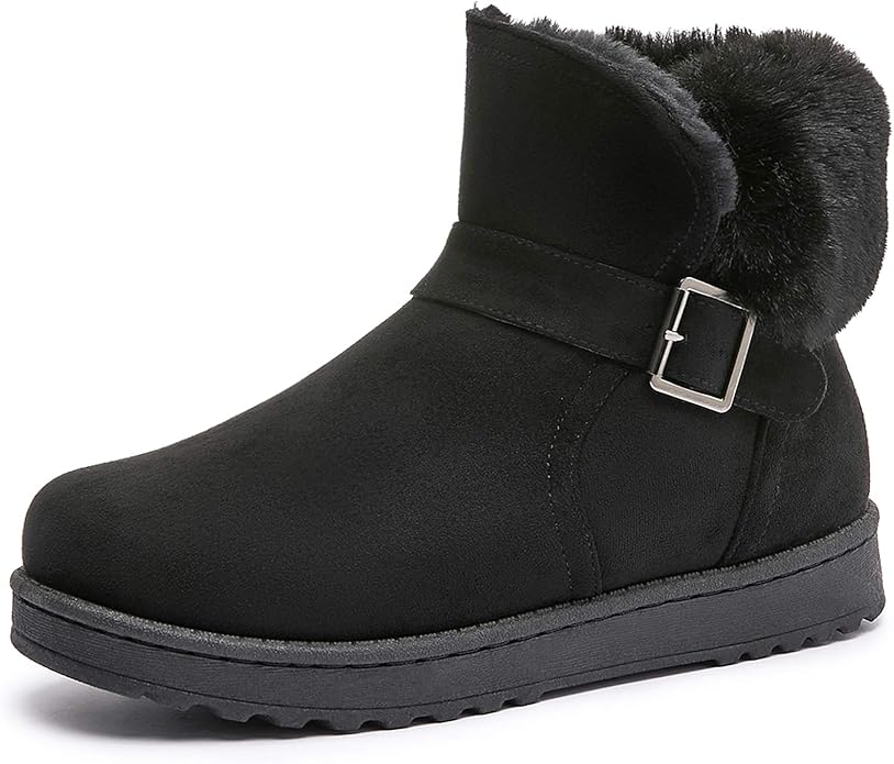 AOMAIS Womens Winter Booties Blacke US6