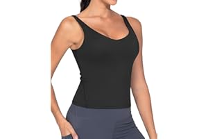 THE GYM PEOPLE Women's Longline Sports Bra Wirefree Padded Workout Yoga Tank Top