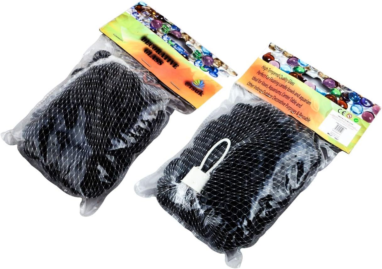 ARSUK Black Glass Pebbles - 70-80pcs (455g) Flat Marbles 17-20mm, Approximately 17-20 mm - Image 5