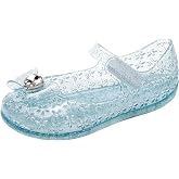 OMGard Princess Dress Sandals Jelly Shoes for Toddler Girls Size 8, Blue Bird Nest Layered Lines Mary Jane Flats Childrens Clear Glitter with Hollow-Carved