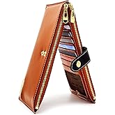 ANDOILT Women's Genuine Leather Wallet RFID Blocking Credit Card Holder Zipper Purse Cell Phone Handbag