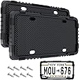 Crossarctic Black Silicone License Plate Frames, 2 Pack License Plate Holder Bracket Without Obstruction, Universal License Plate Cover | Rust-Proof, Anti-Rattle, Weather-Proof for US Car