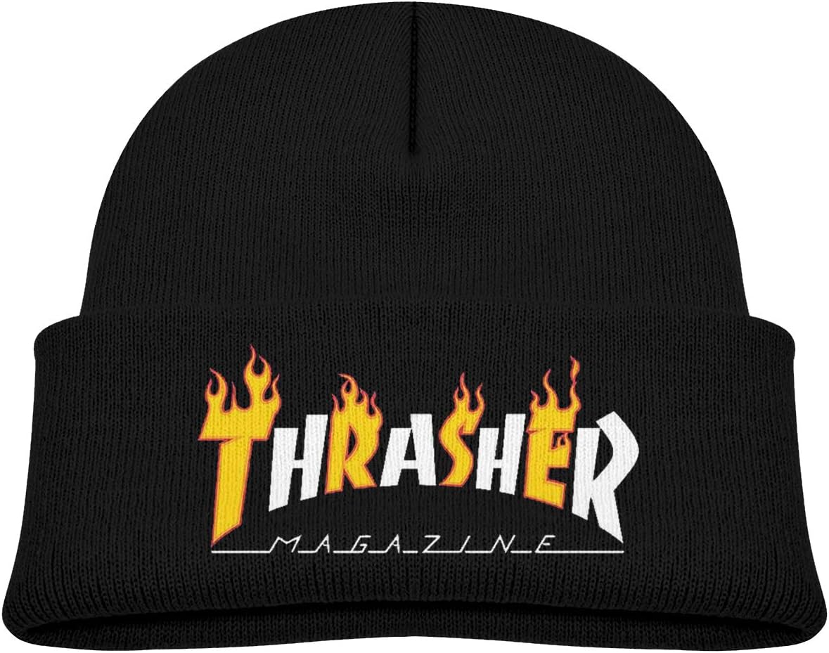 XONEENG Personalized Thrasher-Magazine-Logo Warm Winter Kids Hat Knit Beanie Cap for Boys Girls