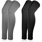 Exircy 2 Pairs Leg Sleeves for Men, Full Leg Compression Sleeve with Anti-slip Silicone Strips for Men Women Basketball Cycling