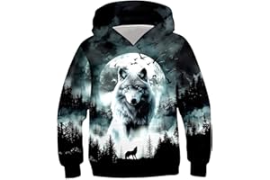 Kinberr Boys Girls 3D Cool Pullover Hoodies Novelty Hooded Sweatshirt Long Sleeve Hoody with Big Pocket 6-16 Years