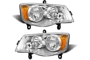 ADCARLIGHTS Compatible with 2011 2012 2013 2014 2015 2016 2018 2019 2020 Dodge Grand Caravan 08-16 Chrysler Town & Country Factory Style Headlights Chrome Housing Amber Reflector Driver and Passenger
