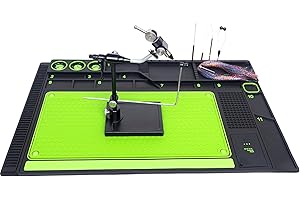 Raprance Fly Tying Mat & Storage Station, Magnetic Workspace with Tool Organizer, Portable, Measurement Guide for Fly Fishing