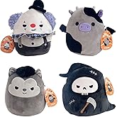 Squishmallows 2024 Halloween 5" Wolf Cow Reaper Clown Mini Plush Dolls Set of 4