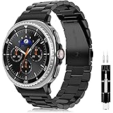 Fintie Metal Band Compatible with Samsung Galaxy Watch 8 40mm 44mm/Classic 46mm 2025, Premium Business Stainless Steel Bands Replacement Bracelet Strap, Not for Other Models, Black