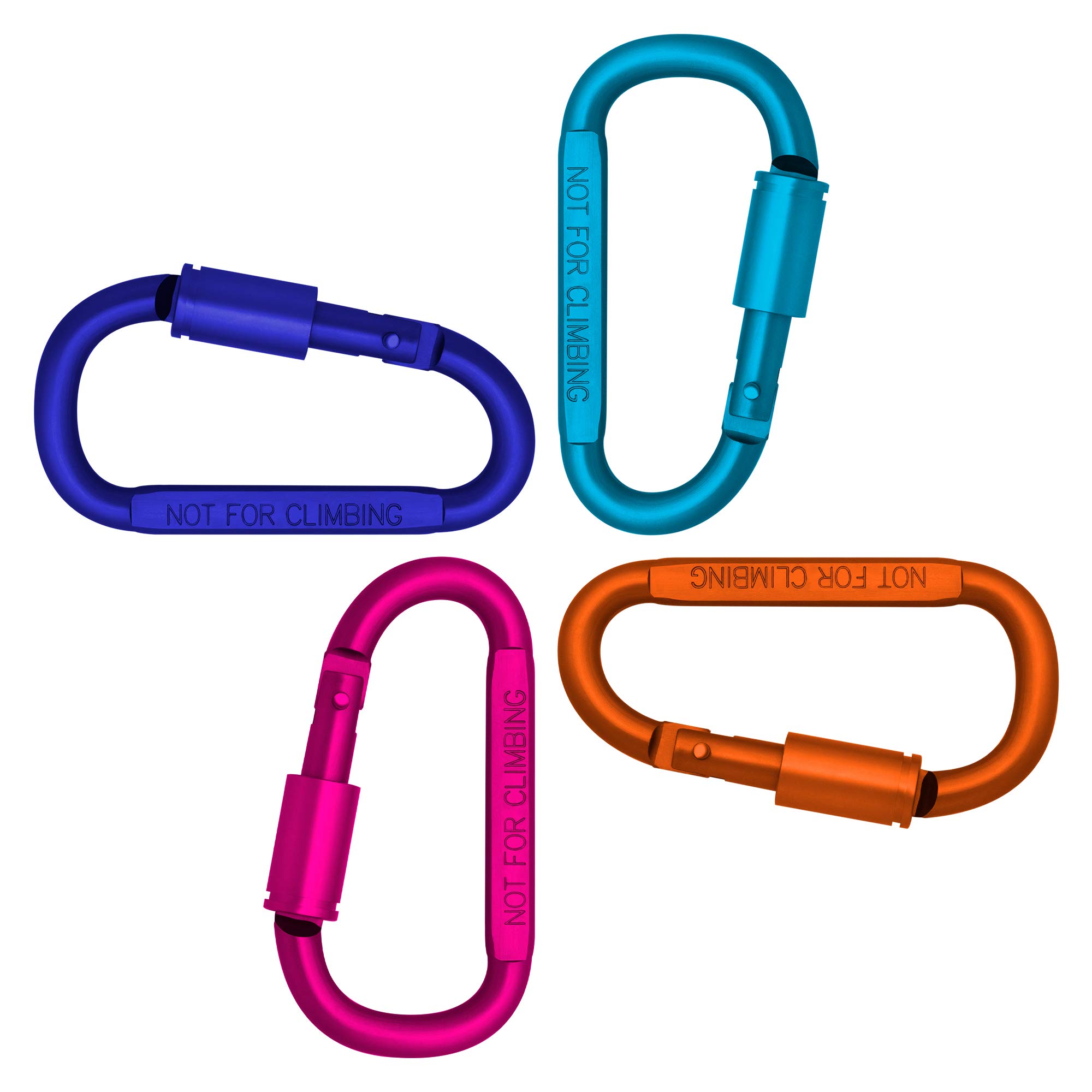 4PCS Screwgate Lock Keychain Clips Carabiner - 8 cm Aluminum Durable D-shape Spring Loaded Clip for Home, Rv, Camping, Fishing, Hiking, Traveling and Sports Outdoors