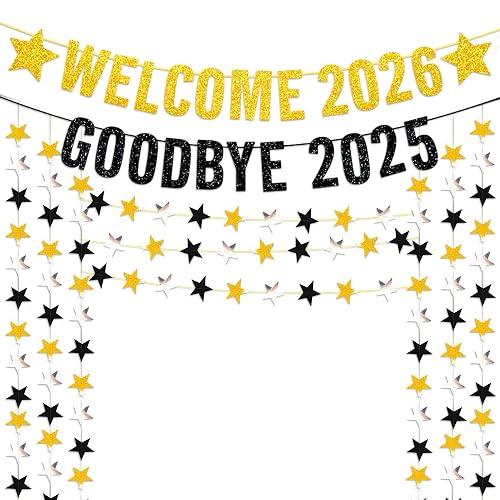 XtraLarge, Glitter Happy New Year Banner with 20 Feet Star Garland - No ...