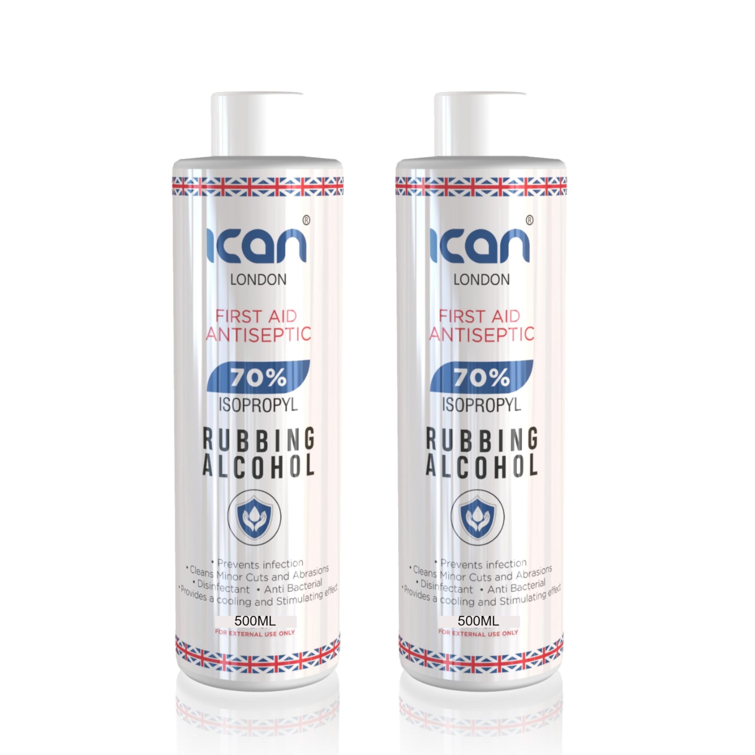 ican london isopropyl rubbing Alcohol 70% First aid Antiseptic 1 litre (2 x 500ml)