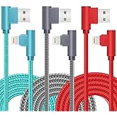 SHUSEL for iPhone Charger Cable Right Angle Lightning Cable 3Pack | 90 Degree 6FT Nylon Braid Charging Cord Compatible for iPhone 14/13/12/12pro/11/11pro/XS/MAX/XR/X/8P/8/7P/7/6