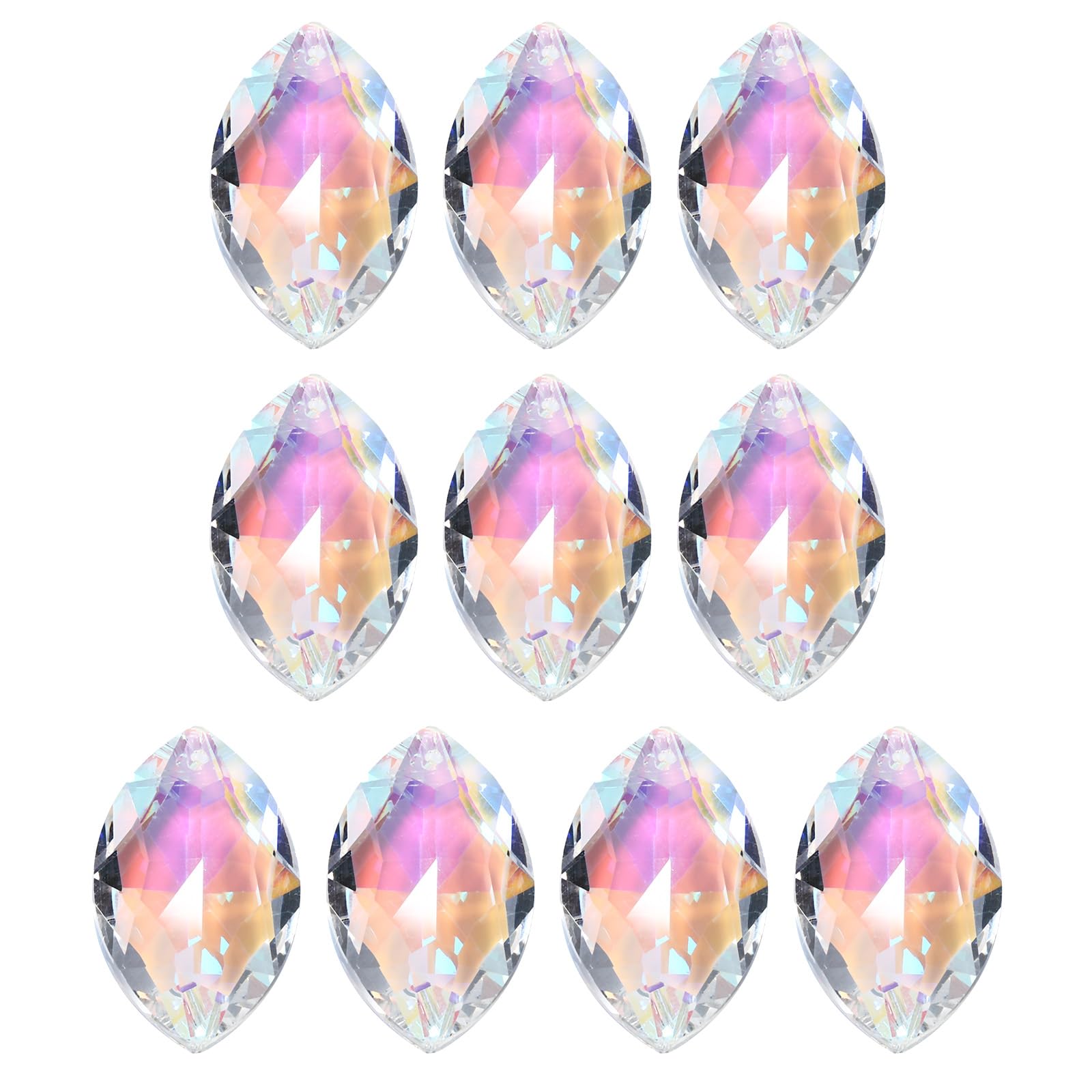 PATIKIL K9 Crystal Pendants Oval Beads, 10 Pack 38mm Prisms DIY Electroplating Pink
