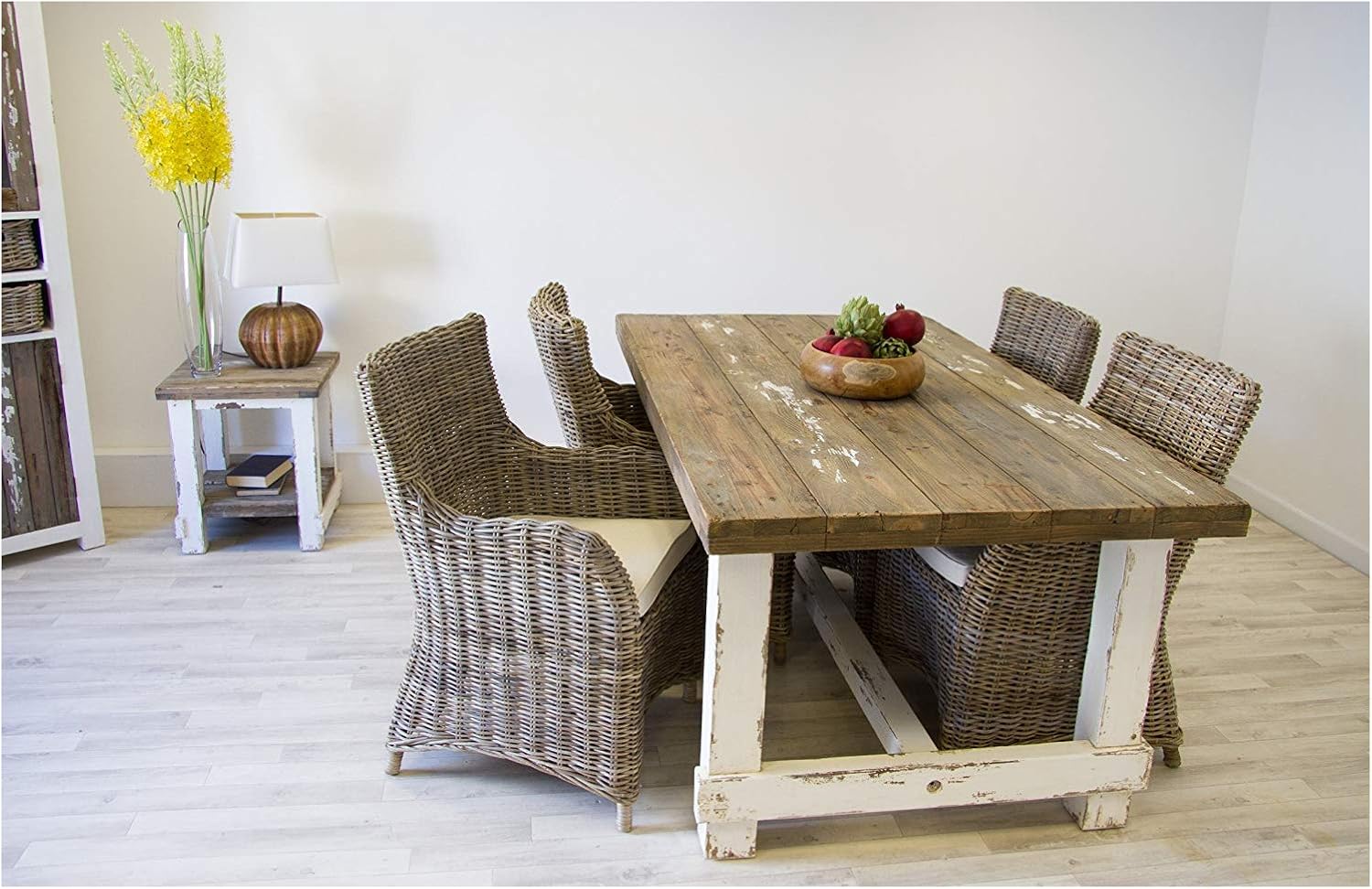 Inspiring Furniture Ltd Reclaimed Pine Coastal Dining Table 180cm With 4 Donna Armchairs Amazon Co Uk Kitchen Home