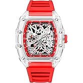 BESTKANG Fashion Hollowed Men Watches Transparent Tonneau Analog Display Quartz Date Waterproof Male Wrist Watch