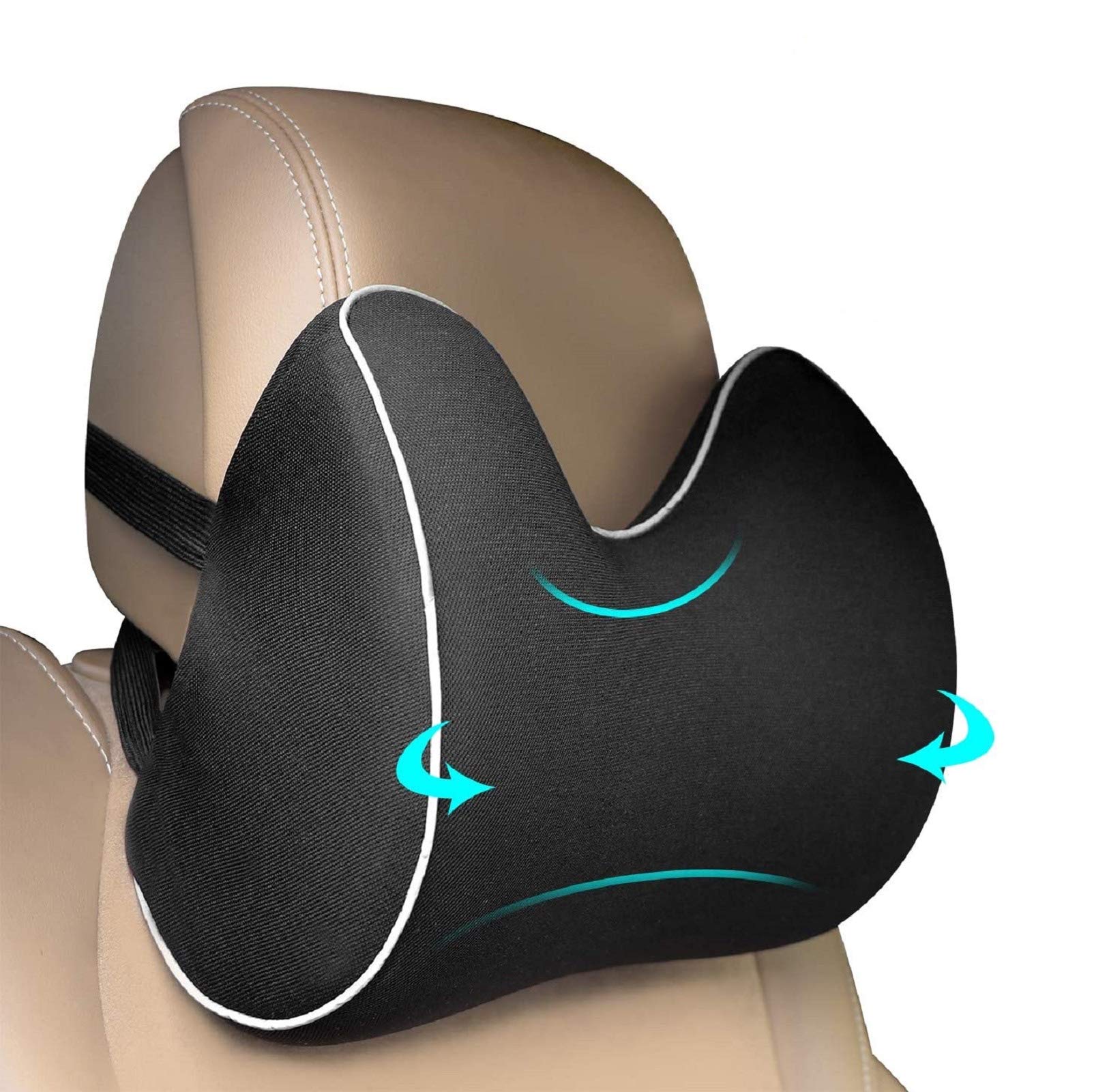 Feagar Car Neck Pillows, Memory Foam Headrest Cushions Car Seat Pillow, Breathable Cervical Pillows for Driving, Black