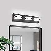 NOVELUX LED Bathroom Light Fixtures, 3-Light Modern Vanity Lights with Milky White Frosted Acrylic Shades, Matte Black Bathro