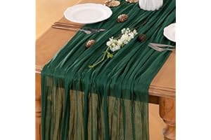 LINXTAR Emerald Green Table Runner Cheesecloth Table Runner 10FT Farmhouse Table Runners 120 Inches Fall Table Decor Dining Room Centerpiece Wedding Boho Baby Shower Birthday
