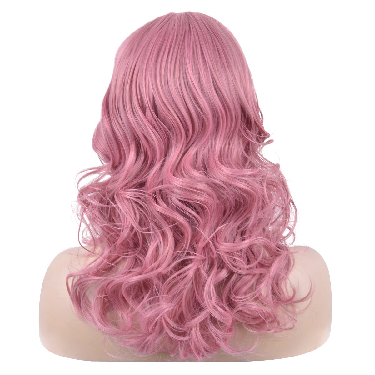 eNilecor Long Pink Wavy Curly Wigs Women Charming Synthetic Heat Resistant Cosplay Hair Wig (20\