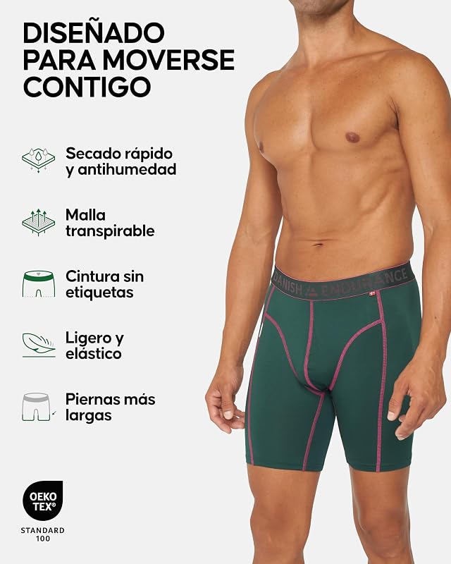 Calzoncillos Boxer Deportivos, 6 Pack MC (3xNegro, 1xNegro/Rojo, 1xVerde/Morado, 1xAzul) XL — foto 2 de 6