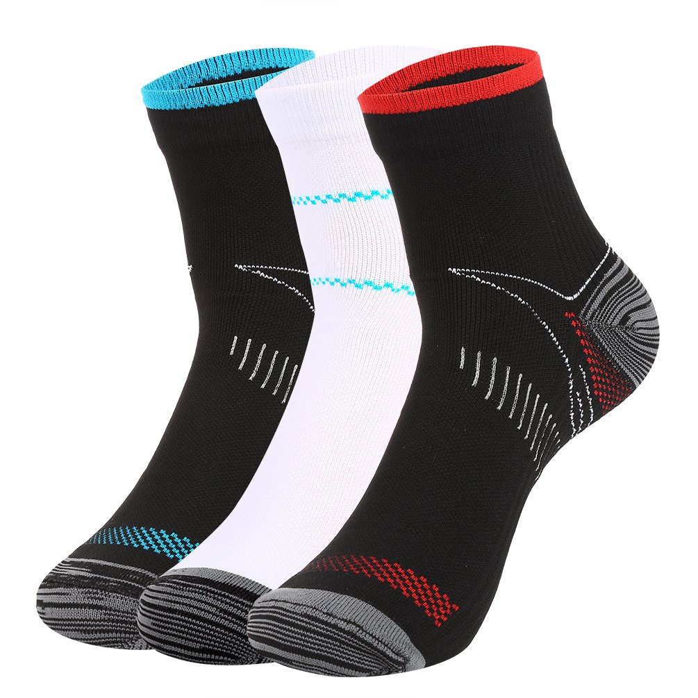Vbiger 3 Pairs Womens & Mens Cushioned Athletic Socks Quick-dry Compression Ankle Socks Crew Socks